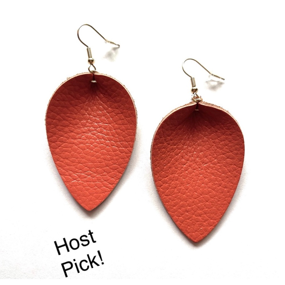 Faux Leather Reverse Teardrop Earrings NEW - Picture 1 of 1